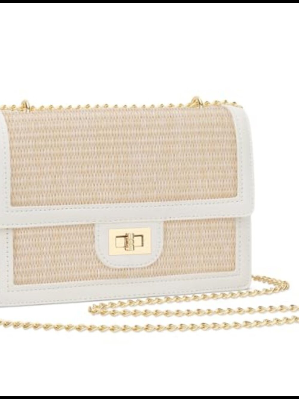 Straw & Vegan Leather Crossbody Bag Summer Beach Purse